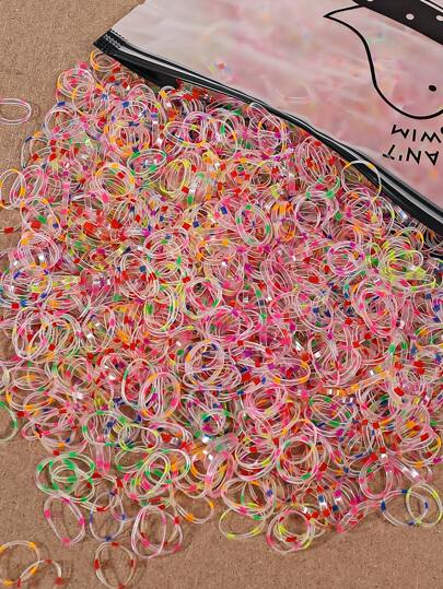 2000 chiếc Dây buộc tóc bằng cao su trong suốt và có màu dành cho nữ để sử dụng hàng ngày