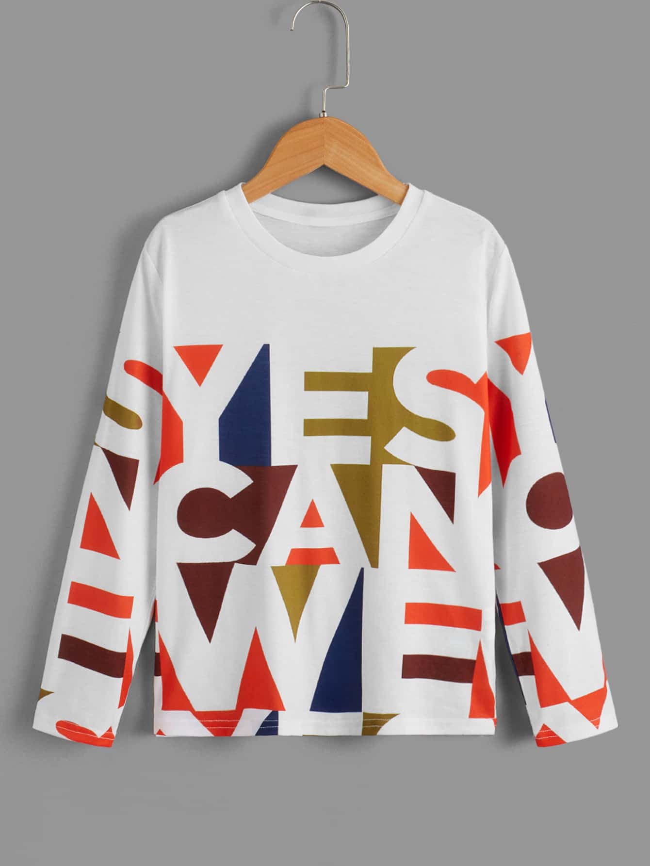 SHEIN 男孩字母圖案T恤 - 白色 - 查看 1