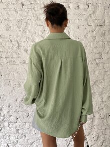 DAZY 垂墜肩膀鈕扣前衫 - 薄荷綠 - 查看 2