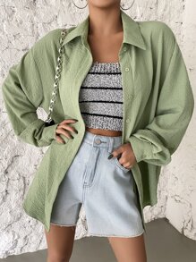 DAZY 垂墜肩膀鈕扣前衫 - 薄荷綠 - 查看 7