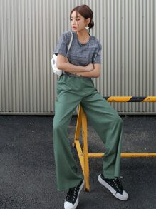 DAZY Elastic Waist Wide Leg Trousers - Mint Green - View 3