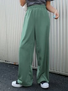 DAZY Elastic Waist Wide Leg Trousers - Mint Green - View 4