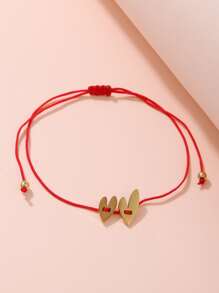 1 件/5 件多功能手工不锈钢心形手链情人节 - 紅色 - 查看 2