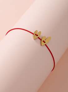 1 件/5 件多功能手工不锈钢心形手链情人节 - 紅色 - 查看 3