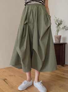 DAZY Falda Lisa De Cintura Alta - Verde militar - Ver 6