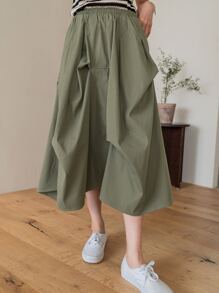 DAZY Falda Lisa De Cintura Alta - Verde militar - Ver 7