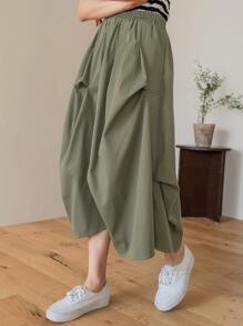 DAZY Falda Lisa De Cintura Alta - Verde militar - Ver 8