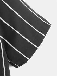 SHEIN Boys Vertical Striped Shirt - Black - View 4