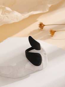 極簡風格圍裹戒指 - 黑色 - 查看 2