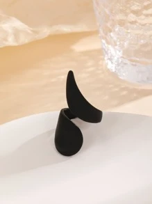 極簡風格圍裹戒指 - 黑色 - 查看 4