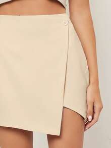 SHEIN Unity 素色裹身裙 - 杏色 - 查看 4