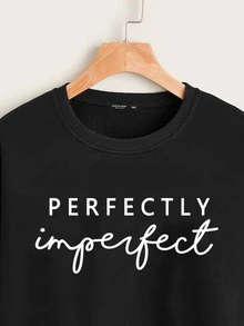 Mulvari Sudadera con estampado de letra de hombros caídos - Negro - Ver 3