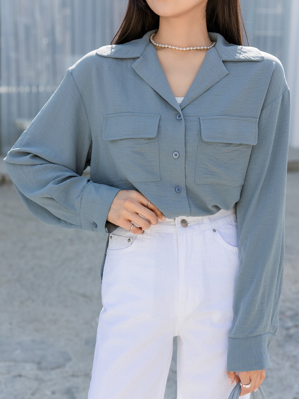 Flap Pocket Drop Shoulder Shirt