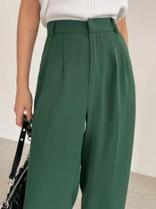 DAZY High Waist Slant Pockets Tailored Trousers - Green - View 3