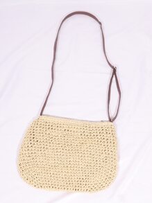 Patch Detail Straw Bag - Beige - View 2