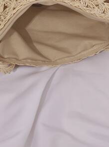 Patch Detail Straw Bag - Beige - View 3