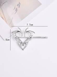 1 pieza Pasador de pelo con decoración de corazón estilo Y2K para uso diario casual, salidas, Día de San Valentín, accesorios para el cabello, pinzas, pasadores, artículos escolares - Plateado - Ver 4