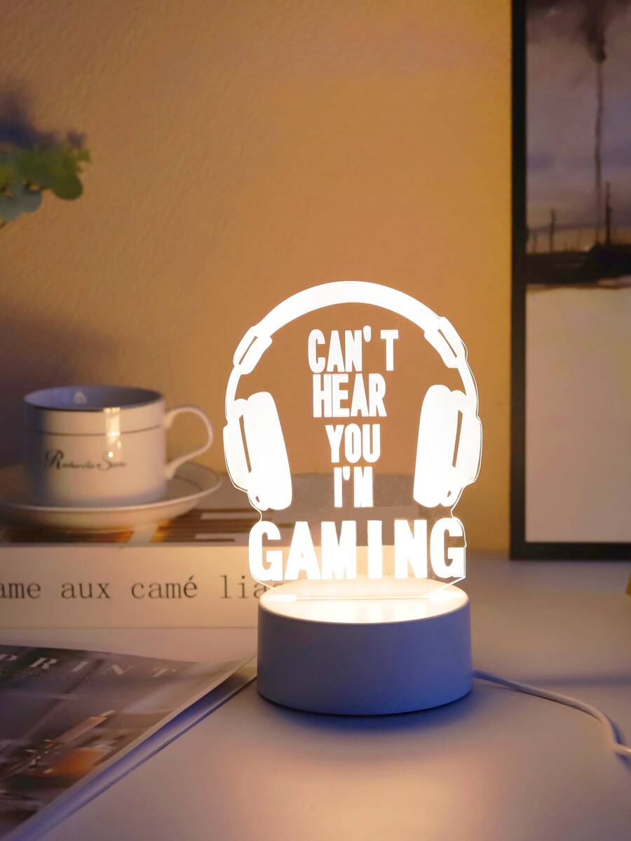 1pc 6 Led Slogan Graphic Decoration Light - Yellow - View 1