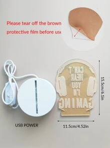 1pc 6 Led Slogan Graphic Decoration Light - Yellow - View 3