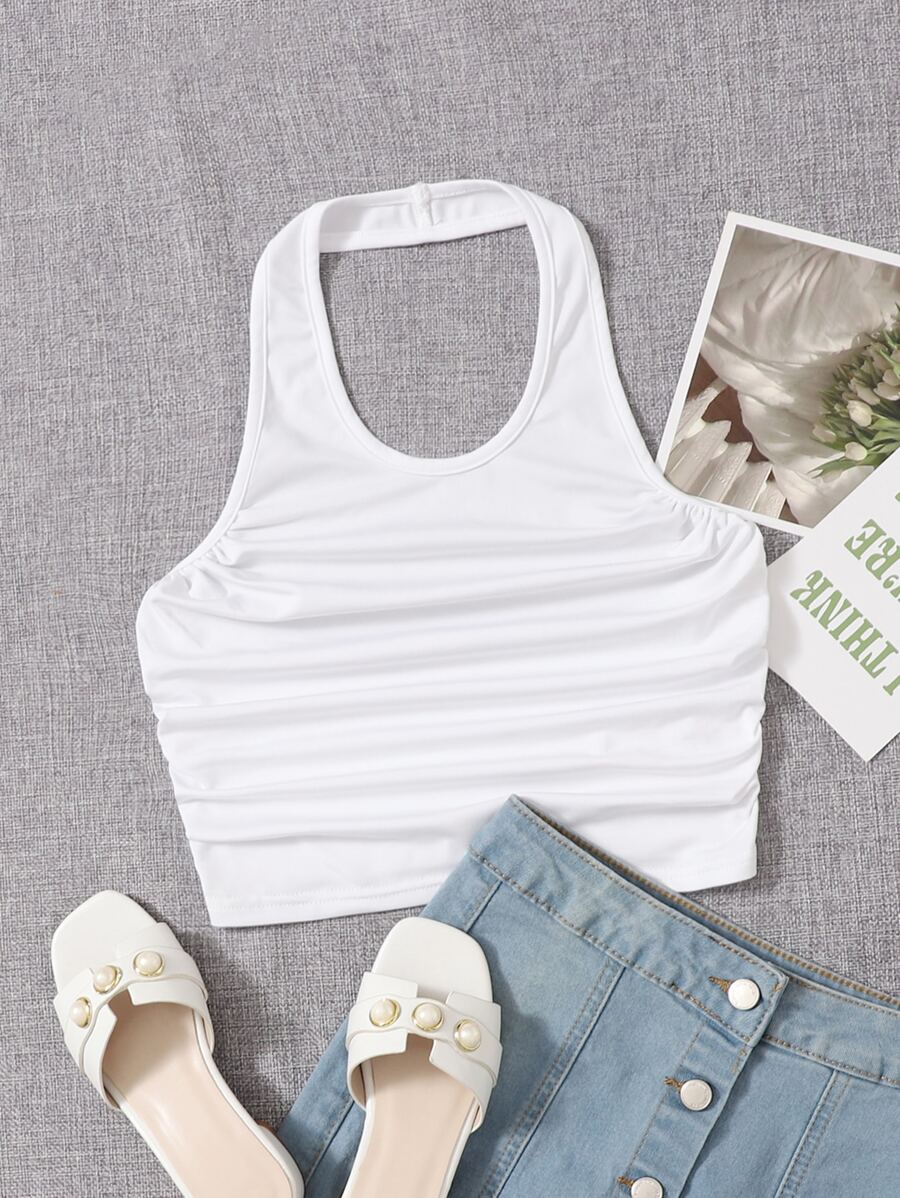 SHEIN Solid Color Halter Top For Teenage Girls | SHEIN USA