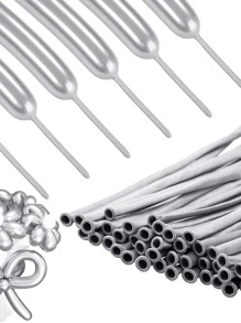 20入組金色金屬動物造型氣球,可用於編織氣球、兒童派對裝飾和玩具 - 銀色 - 查看 1