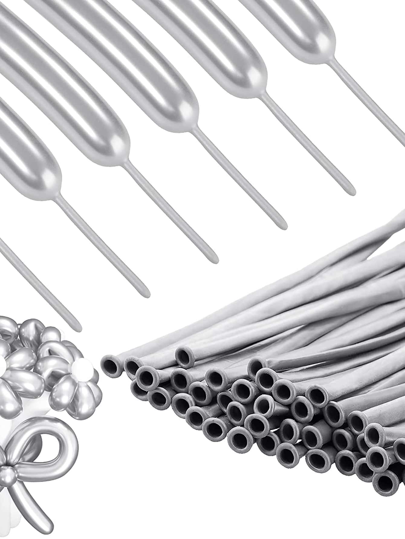 20入組金色金屬動物造型氣球,可用於編織氣球、兒童派對裝飾和玩具 - 銀色 - 查看 1