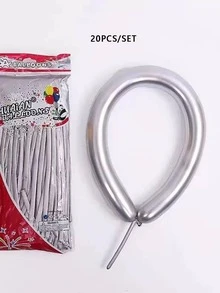 20入組金色金屬動物造型氣球,可用於編織氣球、兒童派對裝飾和玩具 - 銀色 - 查看 4