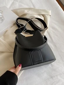 CONTAINEVERY Waterproof,Lightweight,Business Casual Snap Button Bucket Bag For Teen Girls Women College Students,Rookies & White-collar Workers Perfect for Office,College,Work ,Business,Commute,Outdoors, Travel, Outings - Black - View 2