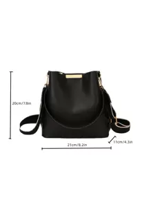 CONTAINEVERY Waterproof,Lightweight,Business Casual Snap Button Bucket Bag For Teen Girls Women College Students,Rookies & White-collar Workers Perfect for Office,College,Work ,Business,Commute,Outdoors, Travel, Outings - Black - View 3