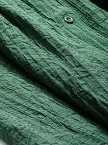 DAZY 純色扣前襯衫 - 墨綠色 - 查看 3