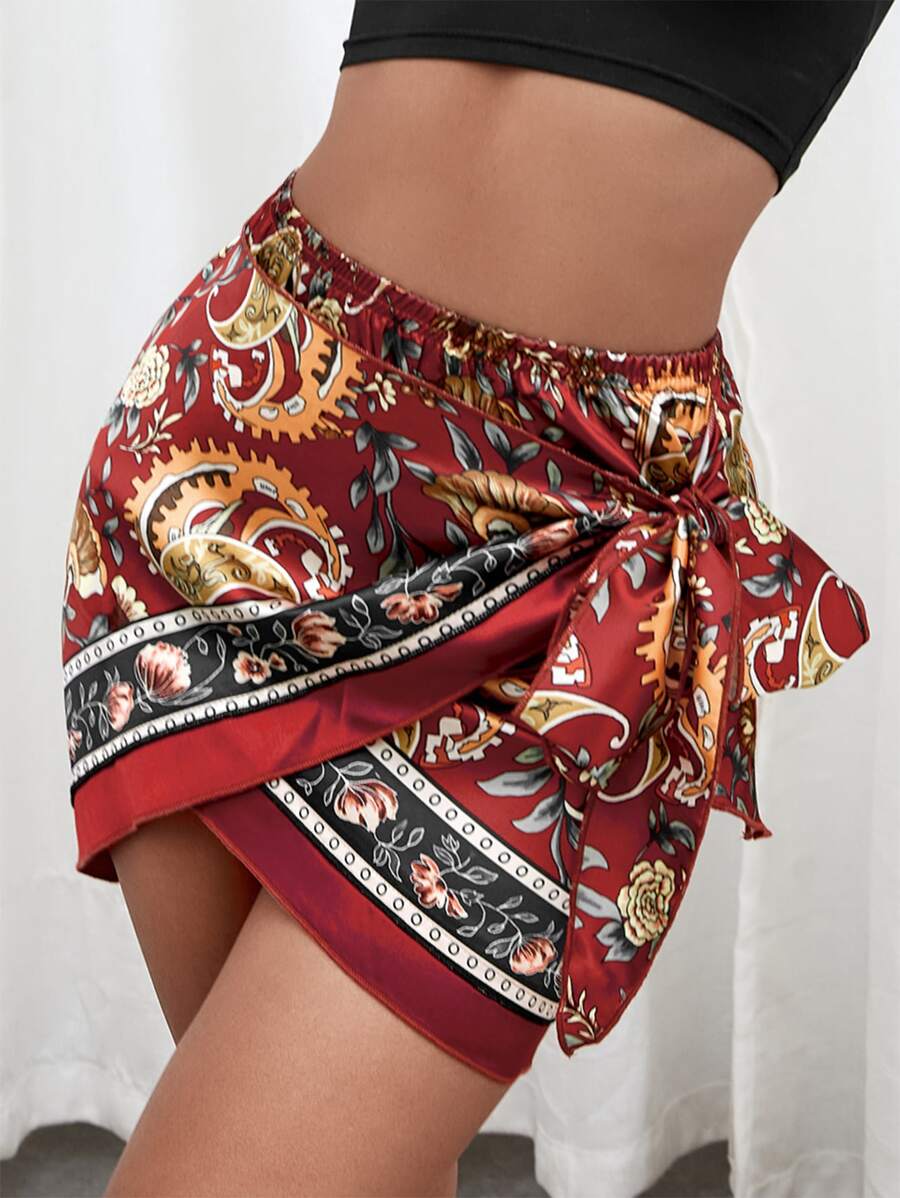 SHEIN SXY Váy nữ Thắt nút Hoa Bộ lạc Boho - Nhiều màu - Xem 1