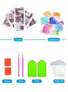 5入組鑽石藝術繪畫成套工具,DIY寶石工藝品充分鑽頭水鑽繪畫墻面裝飾適用於成年人 - 彩色 - 查看 5