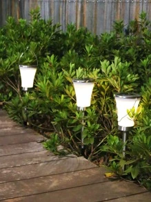 1pc ABS Solar Lawn Lamp, Solar Pathway Light For Outdoor, Outdoor Garden Lighting For Pathway, Yard, Patio - Yellow - View 2