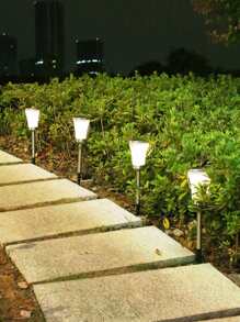 1pc ABS Solar Lawn Lamp, Solar Pathway Light For Outdoor, Outdoor Garden Lighting For Pathway, Yard, Patio - Yellow - View 8