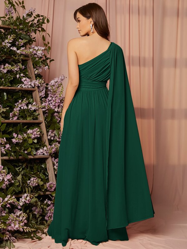 SHEIN Belle 1pc Draped One Shoulder Wrap Bridesmaid Dress for Sale