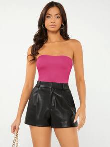 SHEIN BASICS 素色抹胸上衣 - 玫紅色 - 查看 5