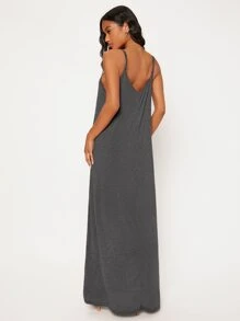 SHEIN BASICS Pocket Side Solid Cami Dress - Dark Grey - View 2