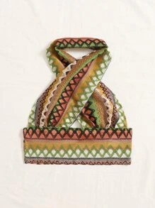 SHEIN VCAY Áo hai dây Lộ Lưng Hội Chữ thập Cắt ra Hình học Boho - Nhiều màu - Xem 4