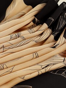 1入組90cm方形圖案圍巾女士緞面頭圍巾 - 駝色 - 查看 4