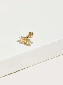 1pc Rhinestone Decor Stud Earring - Yellow Gold - View 1