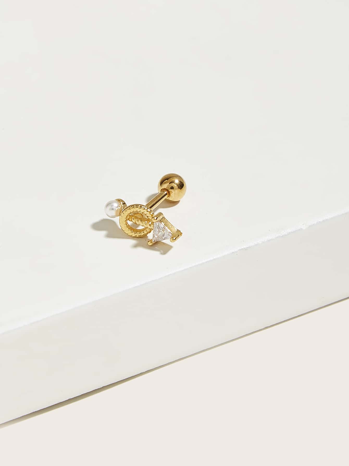 1pc Rhinestone Decor Stud Earring - Yellow Gold - View 1