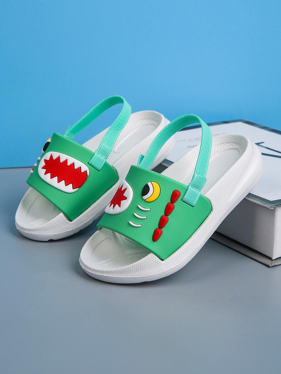 Boys Cartoon Dinosaur Graphic Slippers - Multicolor - View 1
