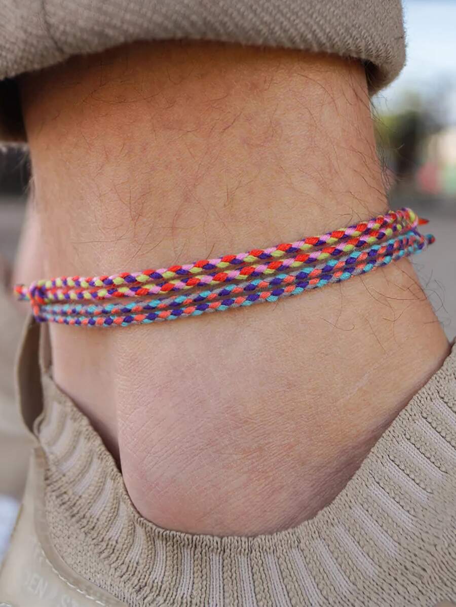 2 cái/bộ Nam Khối màu Bện vòng chân , Đối với Đồ trang sức Qủa tặng Và Buổi tiệc - Nhiều màu - Xem 1