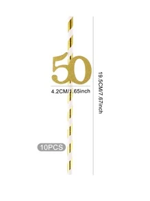 10入組50歲生日派對一次性吸管 - 彩色 - 查看 3