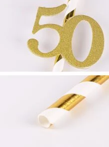 10入組50歲生日派對一次性吸管 - 彩色 - 查看 4