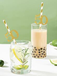 10入組50歲生日派對一次性吸管 - 彩色 - 查看 6