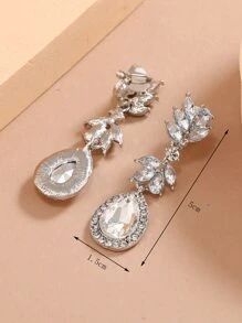 Pendientes de clip con diamante de imitación gota de agua
