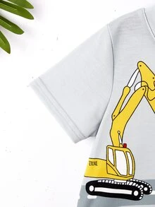 SHEIN Young Boy Car Print Tee - Grey - View 6