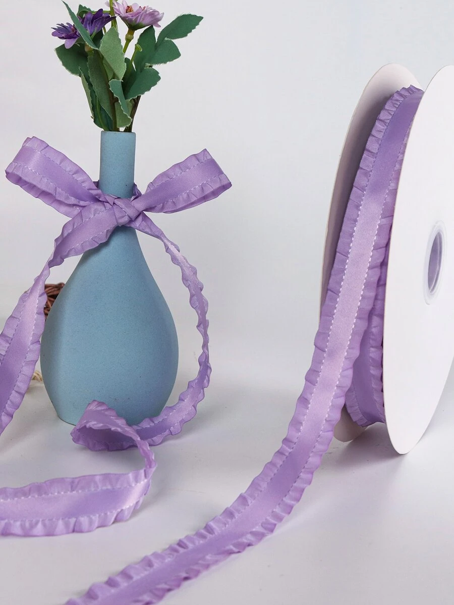 1pc Ruffle Decor Gift Wrapping Ribbon - Màu tím - Xem 1