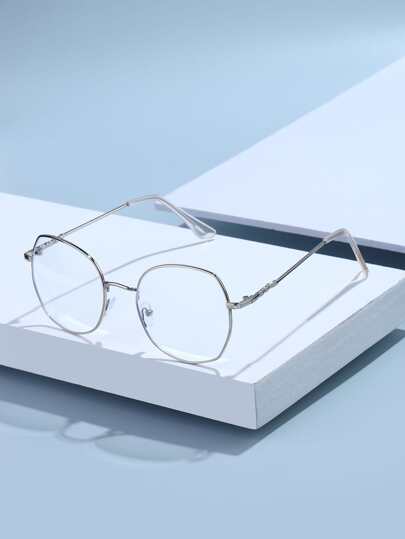 1 pièce Lunettes unisexes métalliques géométriques avec verres transparents